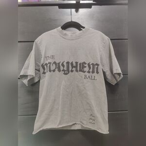 Lady Gaga Mayhem Ball Tour T Shirt Tee Gray Music Band Oversize Raw Concert Edge